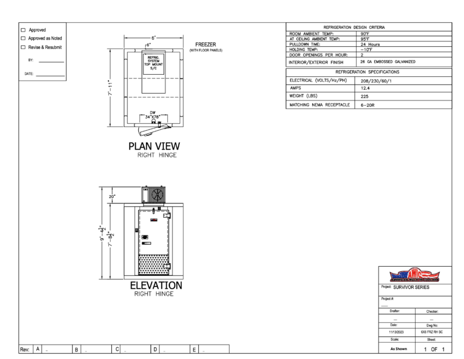 Survival Series Home Walk In Cooler / Freezer American Walk In Coolers