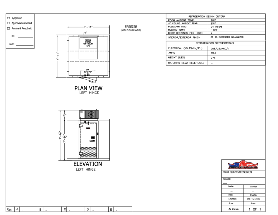 Survival Series Home Walk In Cooler / Freezer American Walk In Coolers